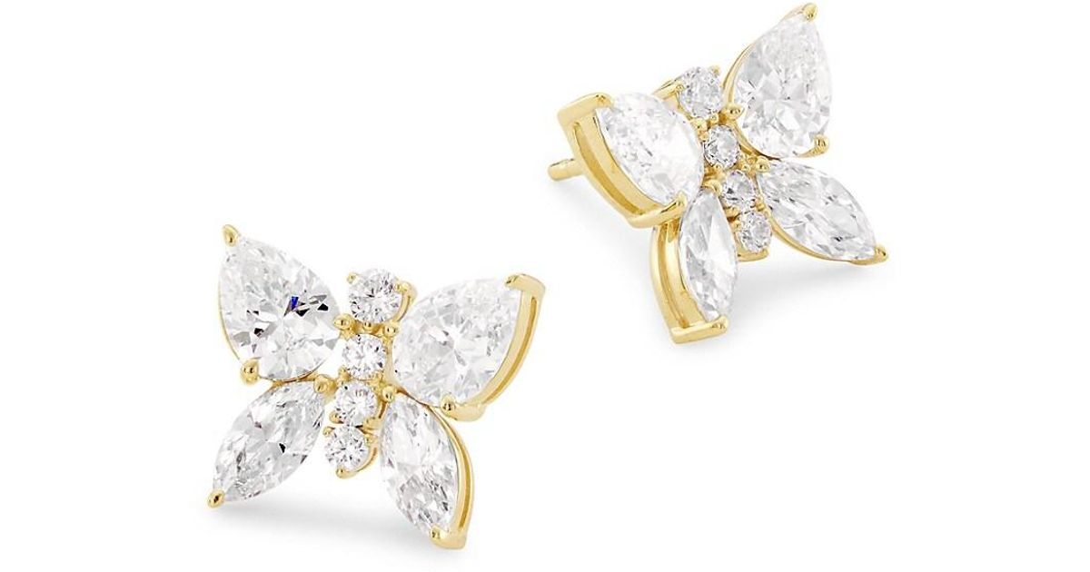 Adriana Orsini Taylor 18k-gold-plated & Cubic Zirconia Butterfly Stud ...