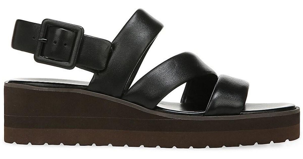 Vince Skylar Leather Platform Sandals in Black | Lyst