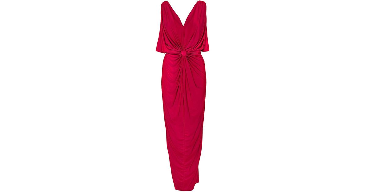 MISA Los Angles Xenia Knotted Maxi Dress in Red | Lyst