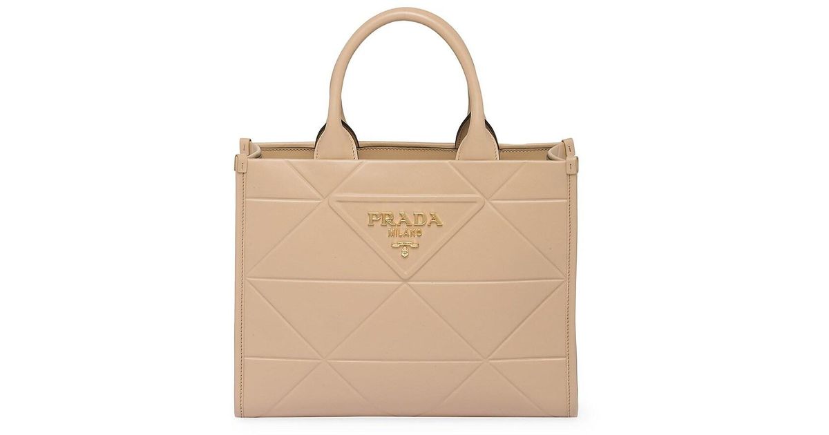 Shop Prada Small Nappa Leather Tote Bag With Topstitching