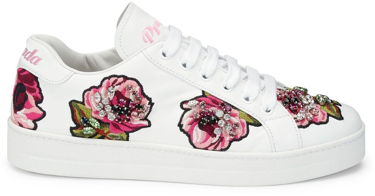 rose embroidered sneakers