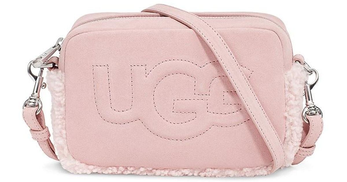 UGG Janey Ii Suede & Shearling Crossbody Bag in Pink Lyst