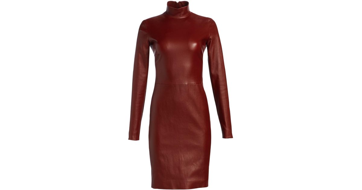 maroon leather dress