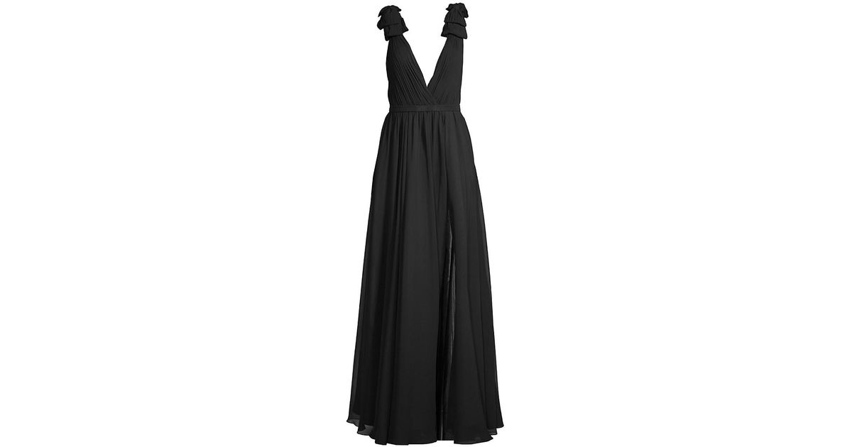 basix black label shoulder bow crepe gown