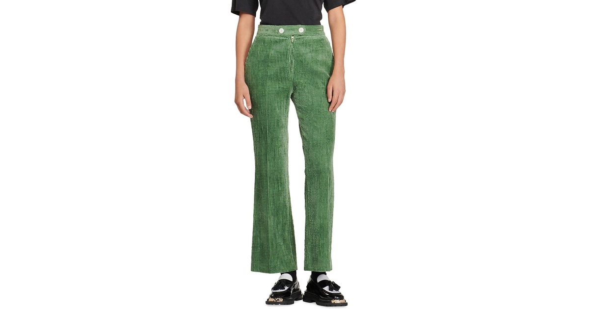 Sandro Bastien Cropped Corduroy Pants in Green | Lyst