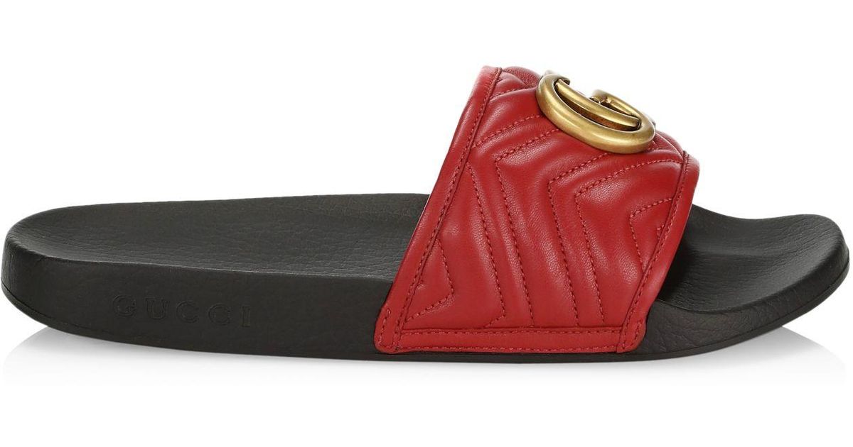 men's matelassé leather slide