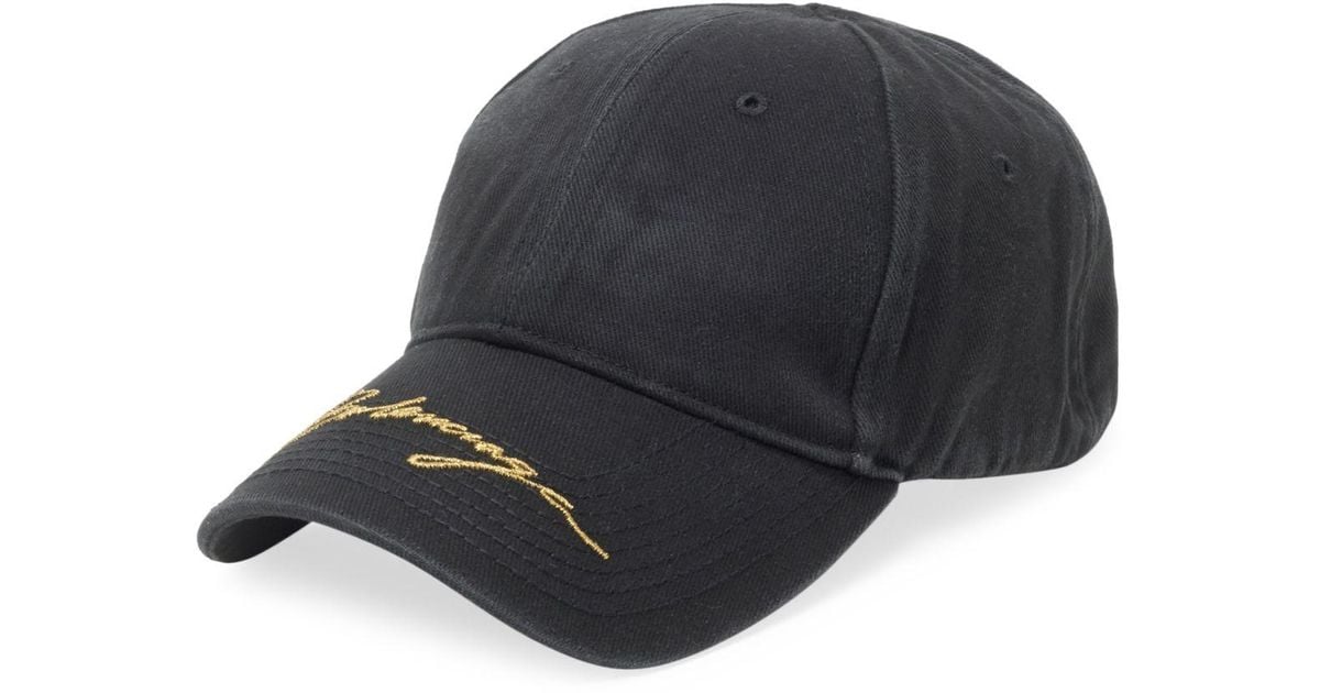 Balenciaga Signature Baseball Hat in Black for Men | Lyst