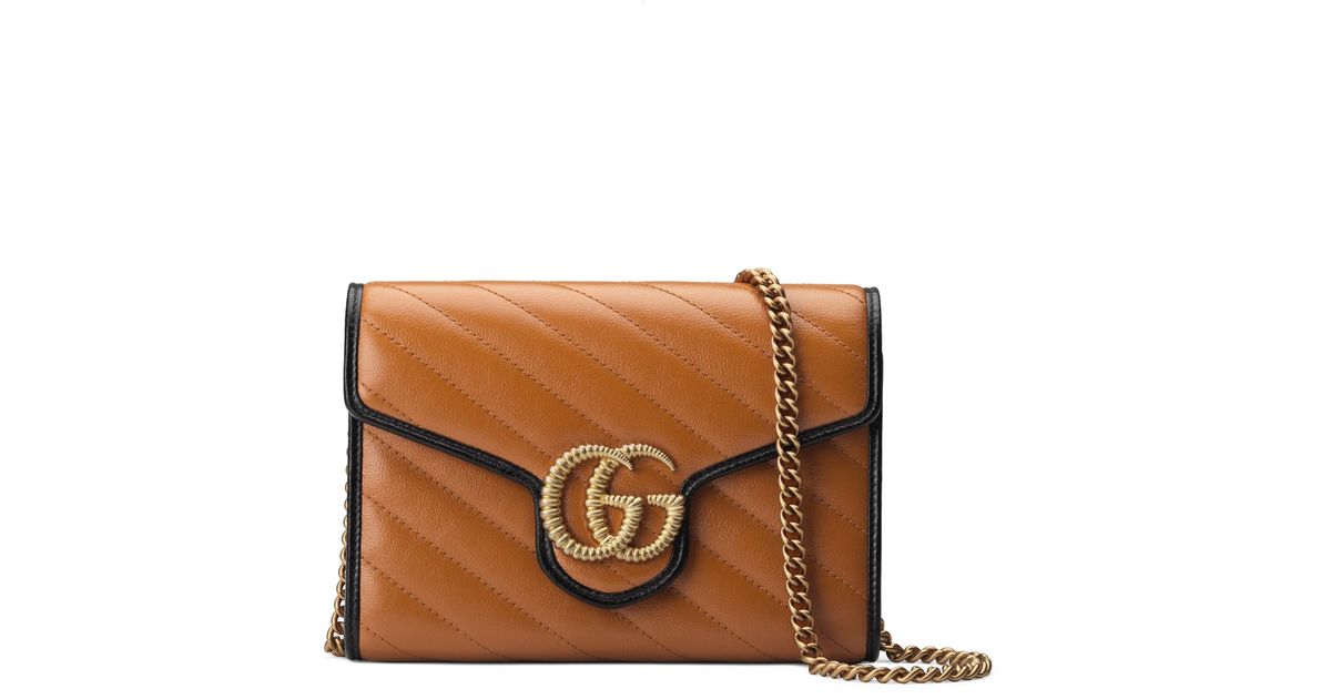 Gucci Leather GG Marmont Chain Wallet 