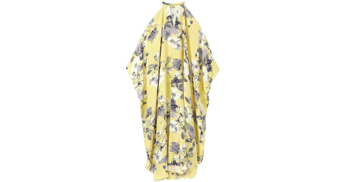 St. John Silk Asymmetric Floral Cut Out Dress | Lyst