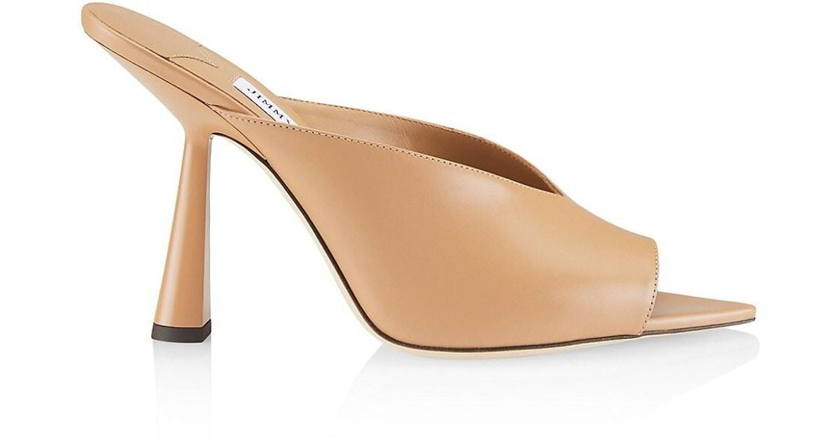 Jimmy Choo Maryanne 100mm Leather Sculptural Mules in Natural | Lyst