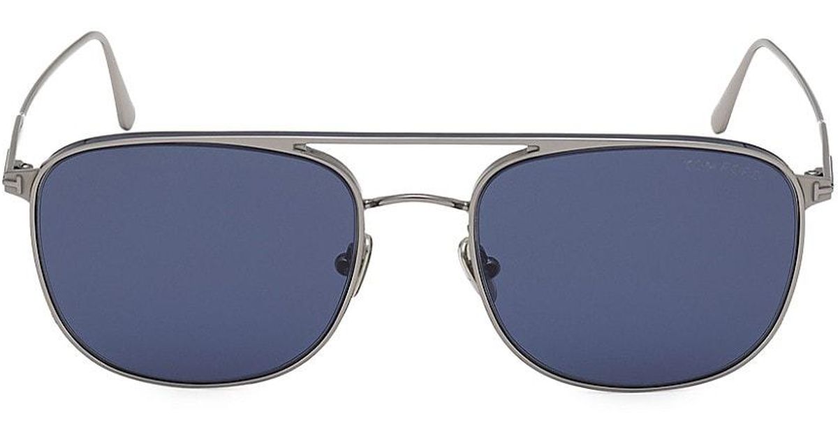 Tom Ford Jake 56mm Navigator Sunglasses in Shiny Light Grey (Gray) for