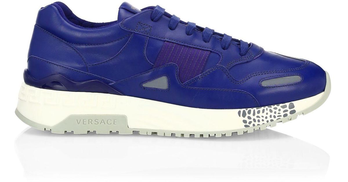 Versace Leather Exclusive Achilles Runners in Blue for Men - Lyst