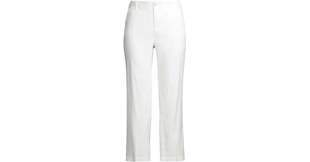 NYDJ Marilyn Stretch-linen Trousers in White | Lyst