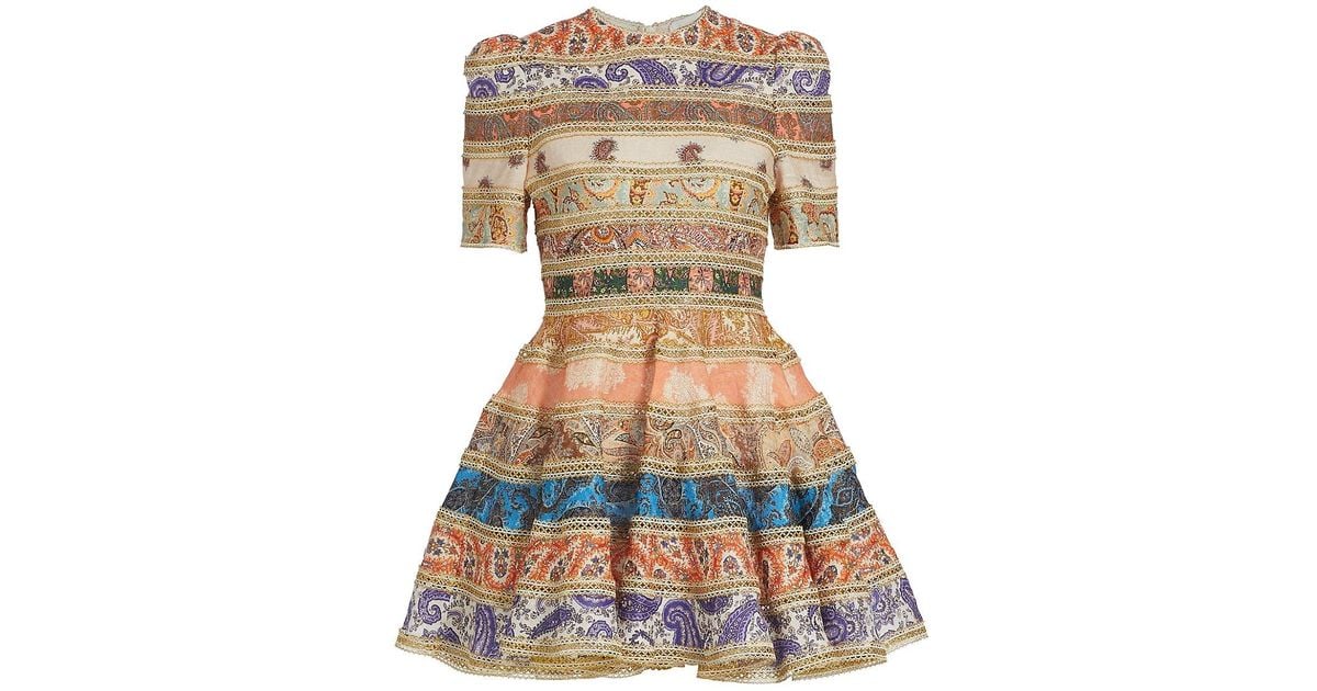 Zimmermann Devi Mixed Paisley Cocktail Dress Lyst