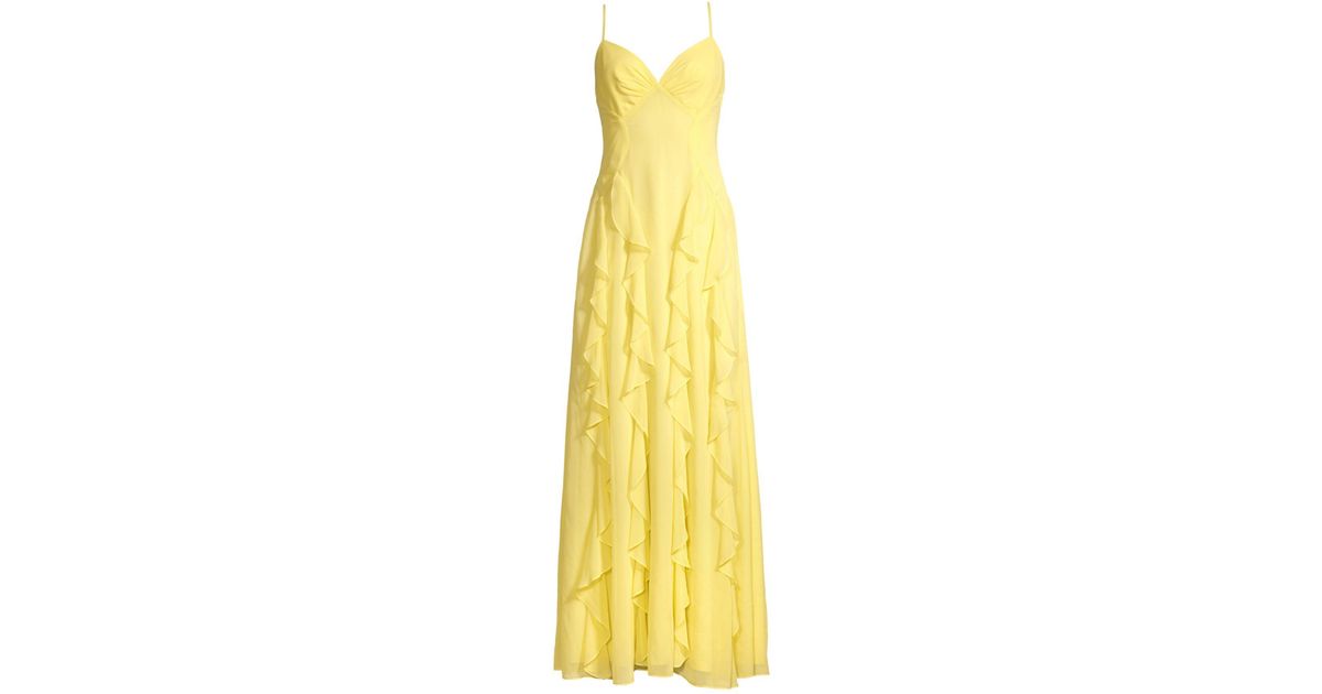 bcbg yellow ruffle dress