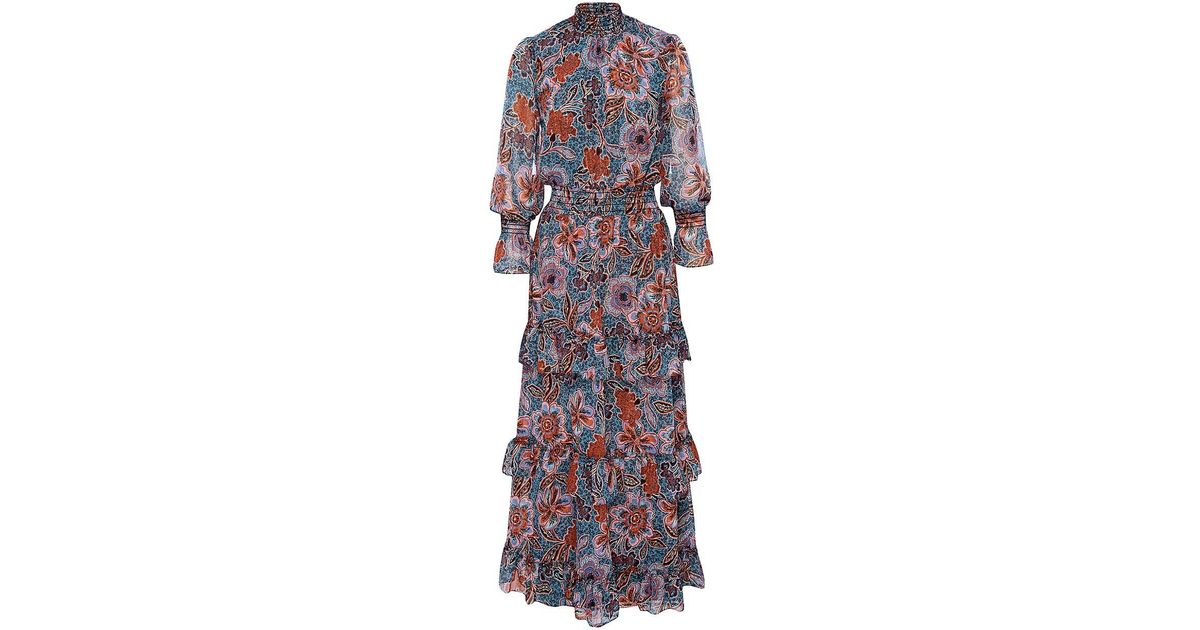 MISA Los Angles Synthetic Bethany Ruffled Floral Maxi Dress | Lyst