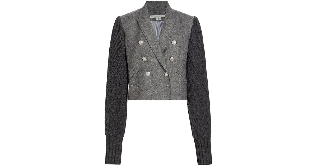 Veronica Beard Cotton Eamon Mixedmedia Jacket in Gray Lyst