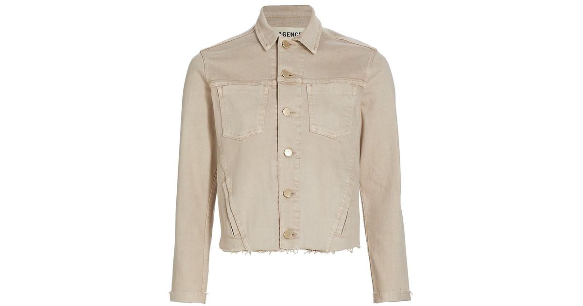 L'Agence Janelle Cotton-blend Denim Jacket in White | Lyst