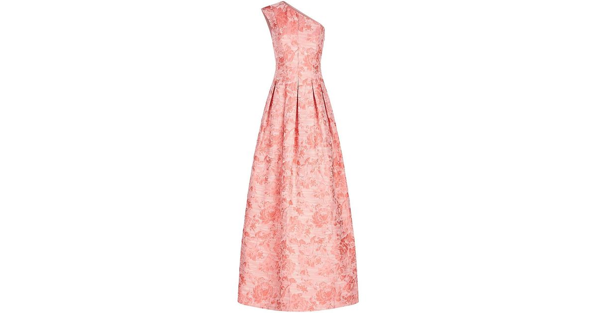 Kay Unger Cara One-shoulder Jacquard Gown in Pink | Lyst