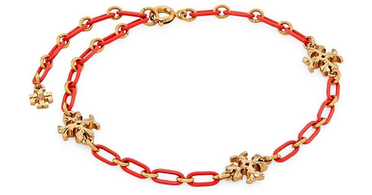 Tory Burch Synthetic Roxanne 18k-gold-plated & Acrylic Logo Chain