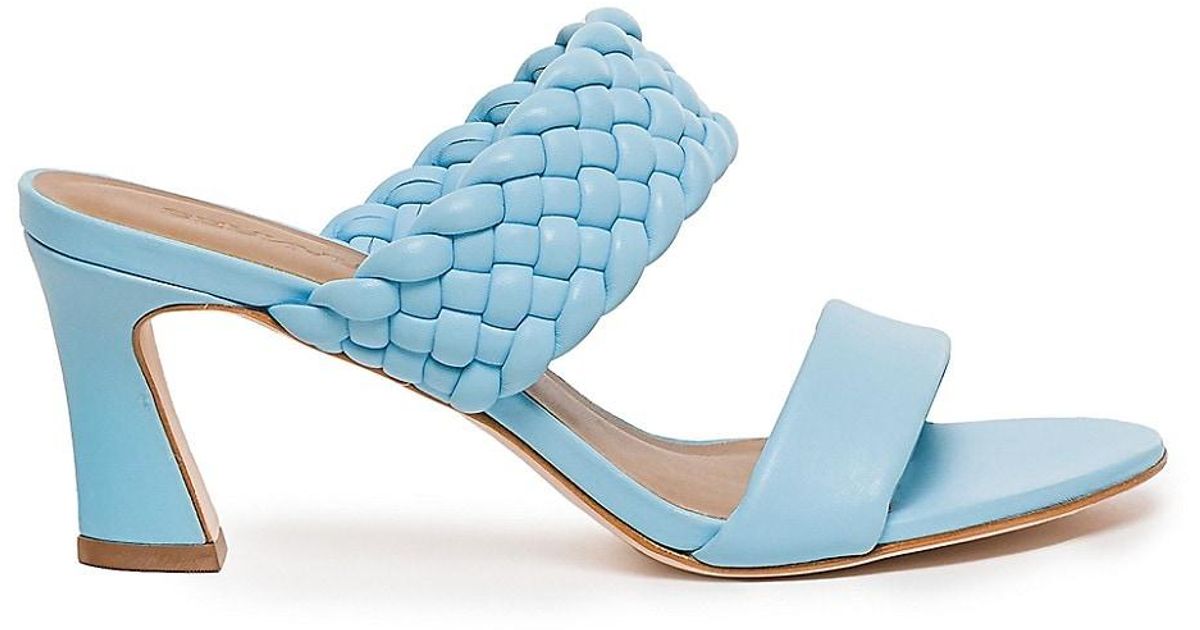 Bernardo Nyomi Leather Mid Heel Sandal in Blue | Lyst