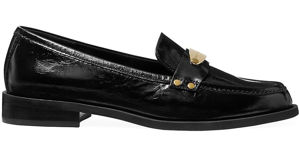 MICHAEL Michael Kors Finley Crinkle Leather Loafers in Black | Lyst