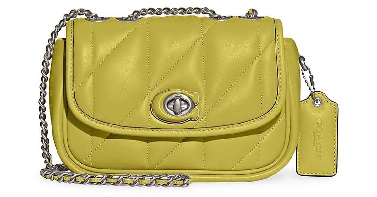 COACH Pillow Madison Quilted Leather Shoulder Bag in Yellow Lyst