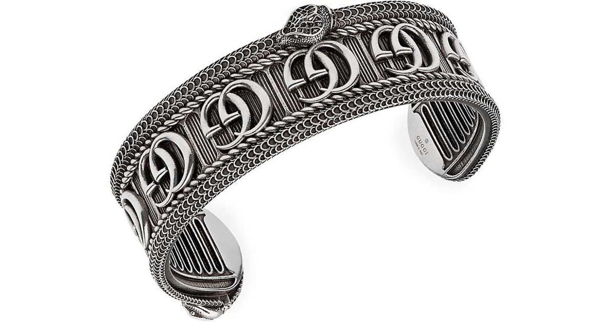 Gucci GG Marmont Silver Snake Bracelet in Metallic for Men | Lyst
