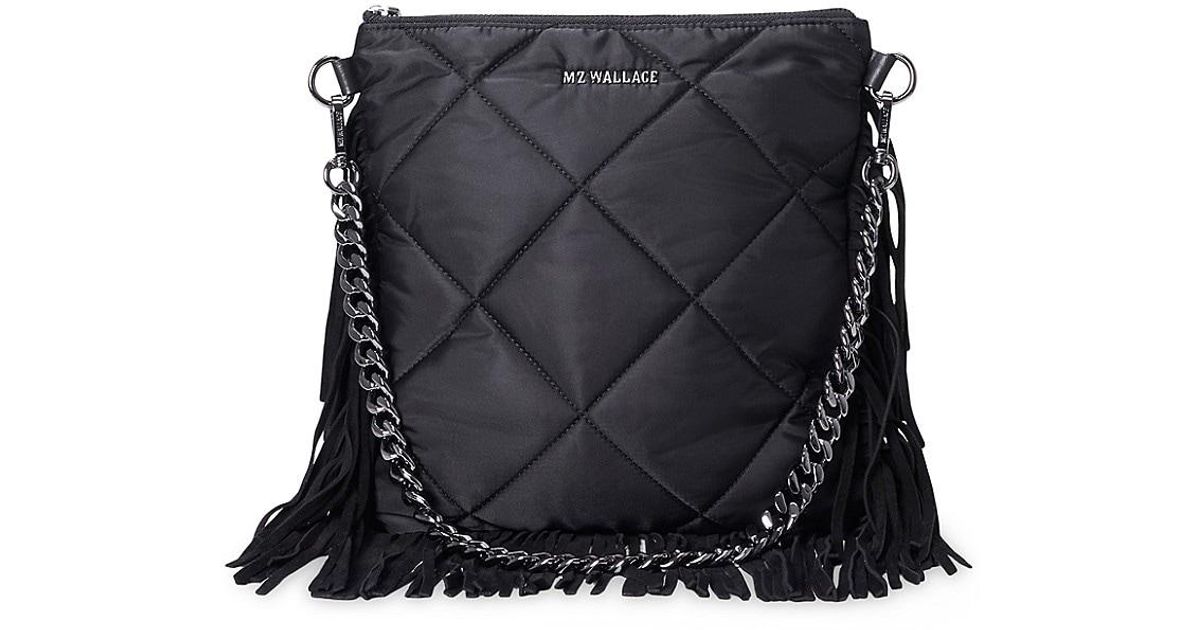 MZ Wallace Madison Quilted Flat Crossbody Bag in Black Lyst