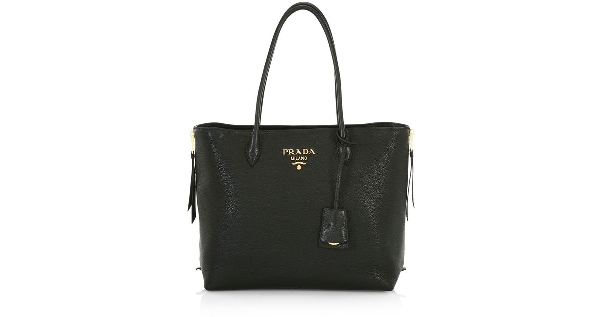 prada daino side zip leather shopper