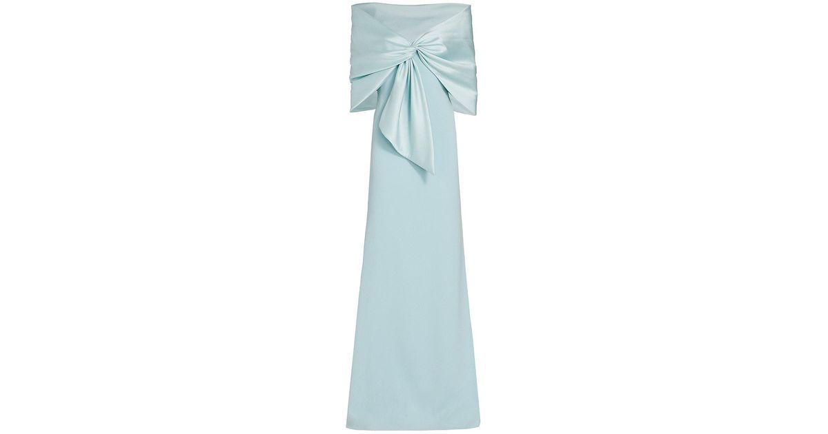 Badgley Mischka Offtheshoulder Taffeta Shawl Gown in Blue Lyst