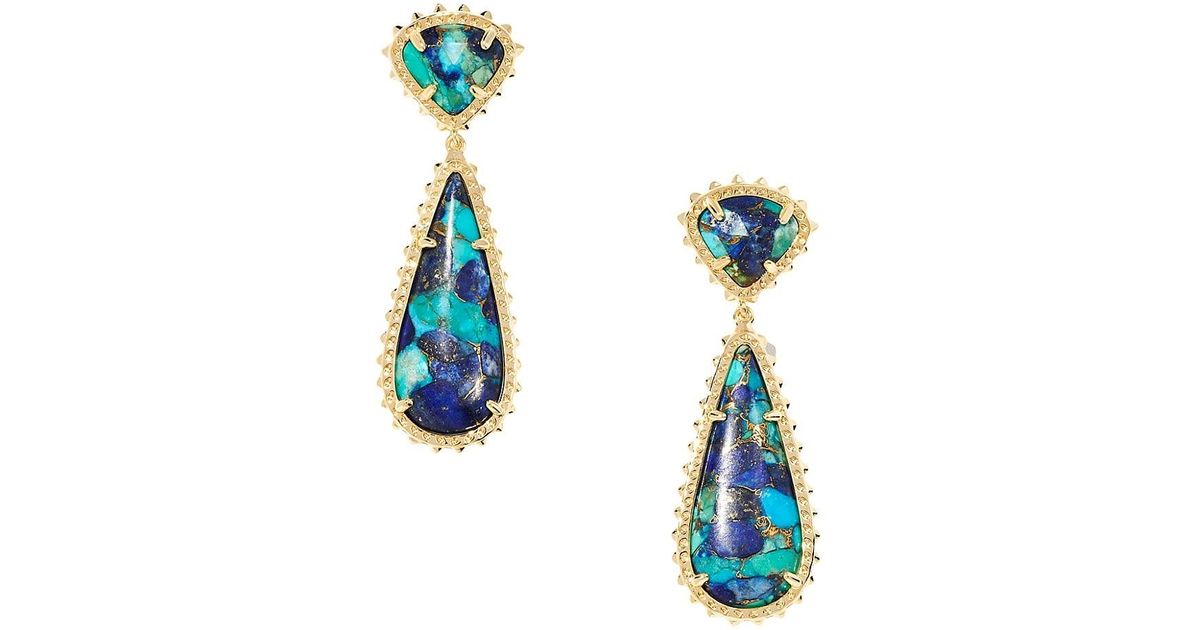 Kendra Scott Payton 14k Gold plated Magnesite Drop Earrings In Blue 