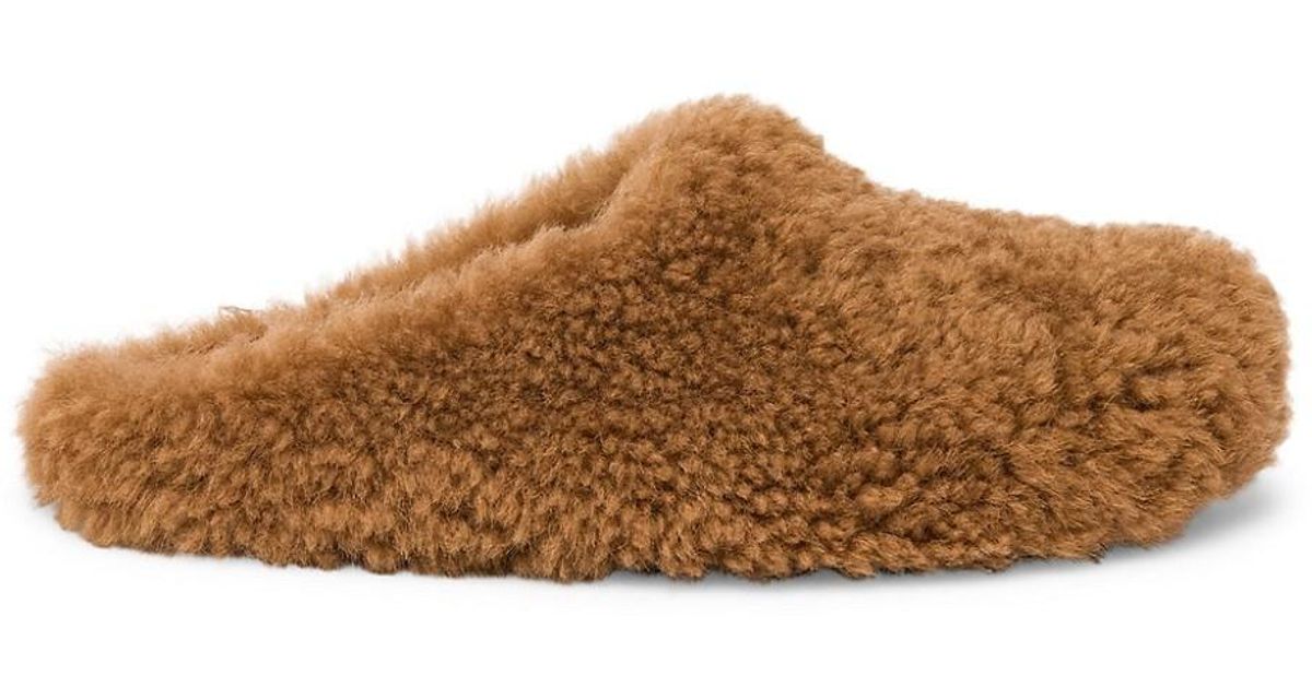 Marni Fur Fussbett Sabot Shearling Mules in Caramel (Brown) for Men | Lyst
