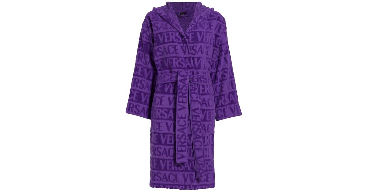 Versace Rhinestone Logo Bathrobe in Purple Lyst