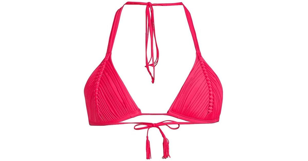 PQ Swim Synthetic Isla Macramé Triangle Bikini Top in Pink | Lyst