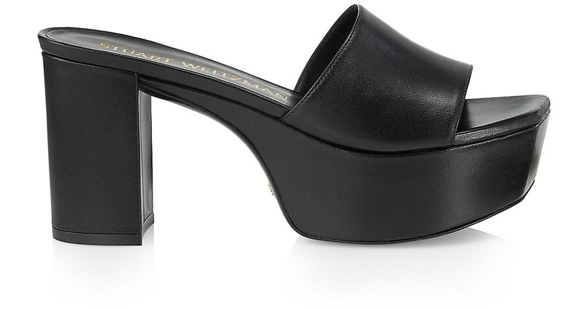 Stuart Weitzman 95mm Patent Leather Platform Sandals in Black | Lyst