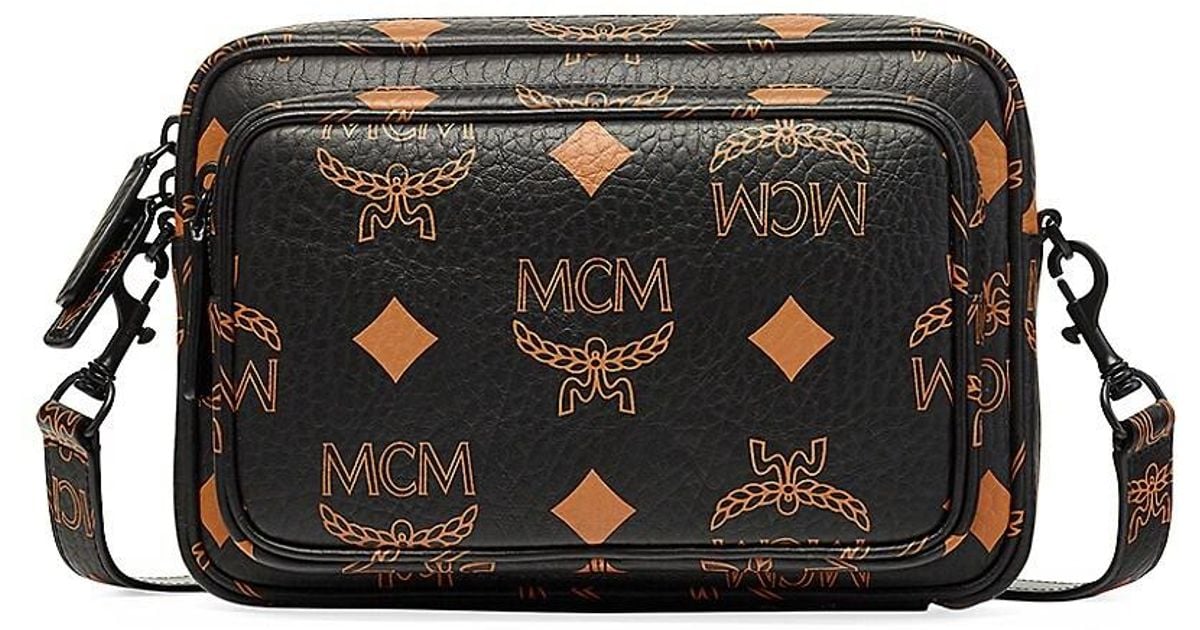 MCM Aren Maxi Monogram Small Crossbody Bag in Black for Men Lyst