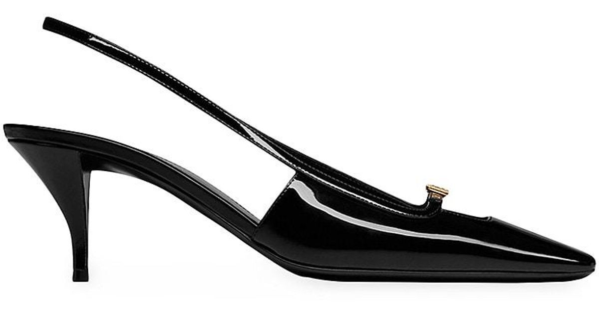 Saint Laurent Blade Slingback Pumps In Patent Leather in Black | Lyst