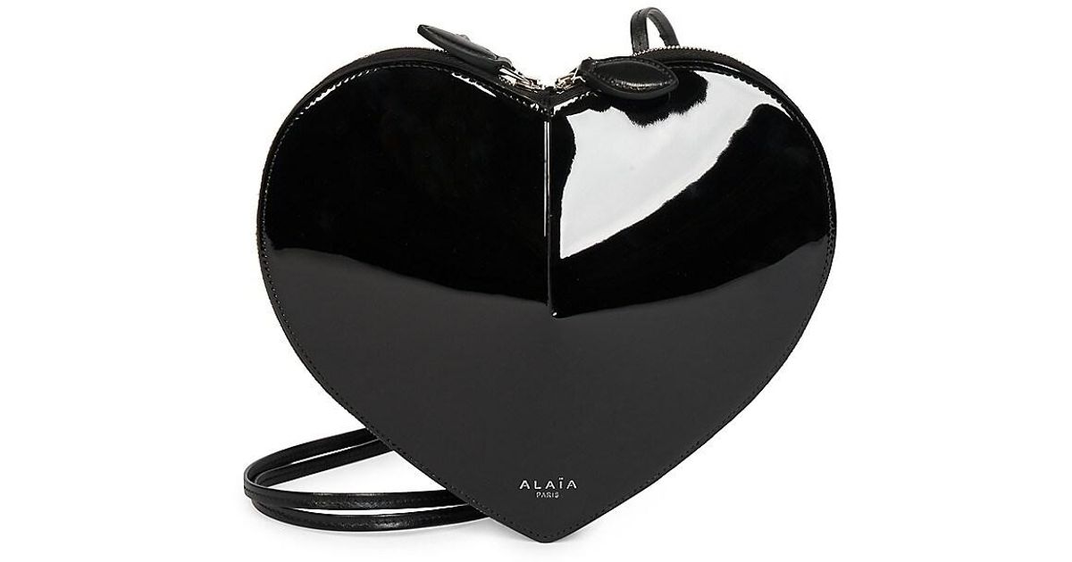 Alaïa Heart Patent Leather Shoulder Bag in Black Lyst