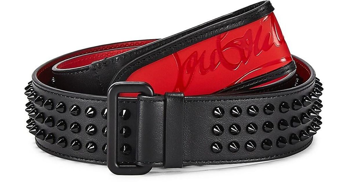 Christian Louboutin Loubi Spiked Leather Belt in Red for Men