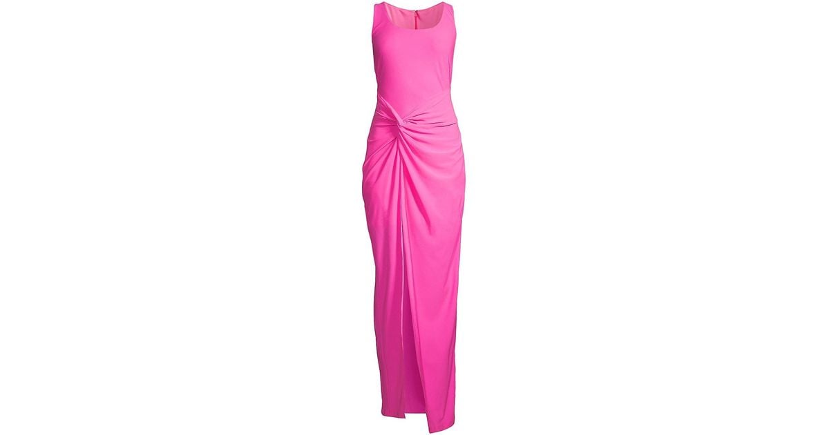 ONE33 SOCIAL Twist-accented Jersey Maxi Dress in Pink | Lyst