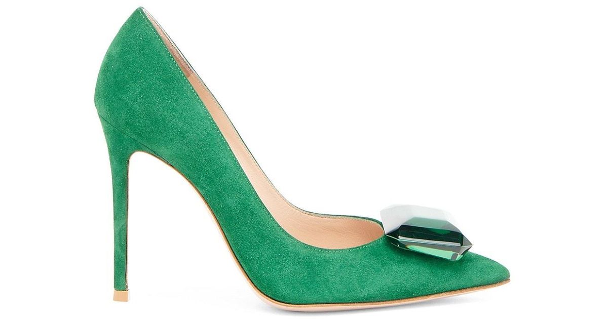 Gianvito Rossi Jaipur Suede Embellished Pumps in Green | Lyst