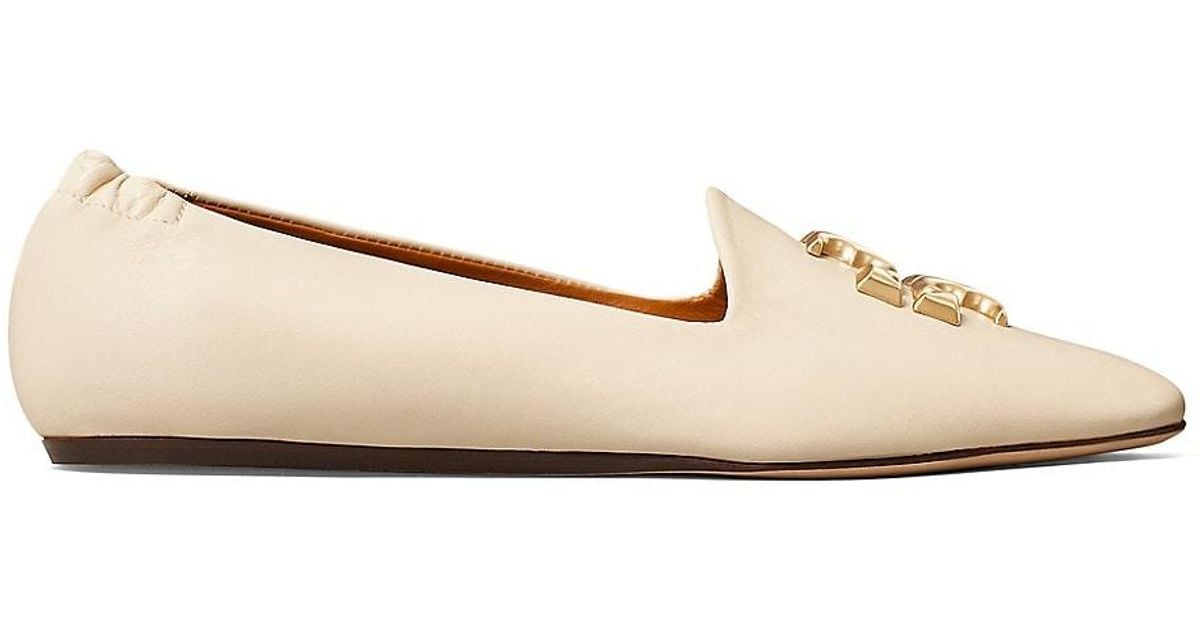 Tory Burch Eleanor Leather Loafers in Natural - Lyst