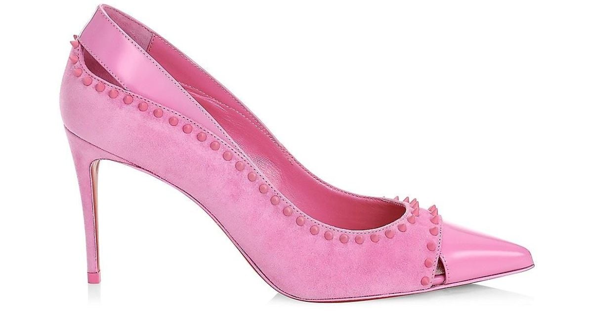 Christian Louboutin Duvette Spikes 100mm Leather & Suede Pumps in Pink ...