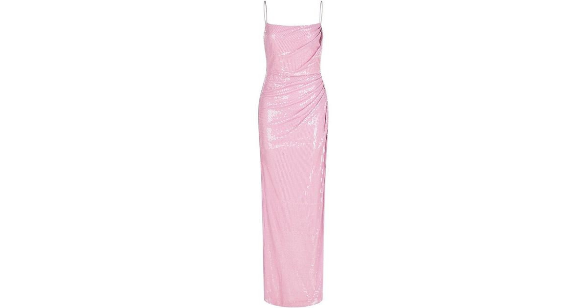 Halston Alania Sequined Column Gown in Pink | Lyst