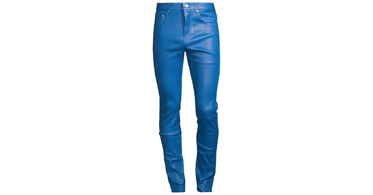 Purple Brand Leather Slim fit Pants In Blue For Men Lyst purple-brand-leather-slim-fit-pants-in-blue-for-men-lyst