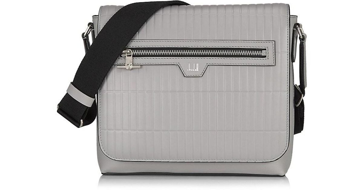Dunhill Leather Rolla Quilt Small Flap Messenger Bag in Grey (Gray) for