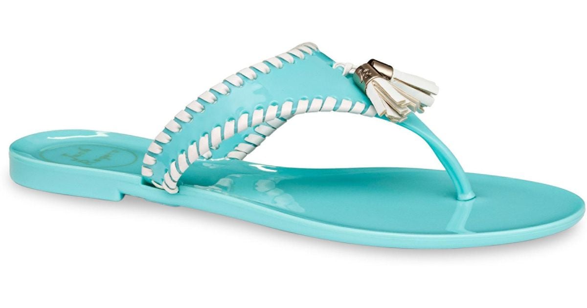 Jack Rogers Leather Alana Jelly Thong Sandals In Blue Lyst