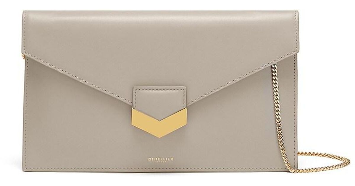 DeMellier London Leather Clutch-on-chain in Taupe (White) | Lyst