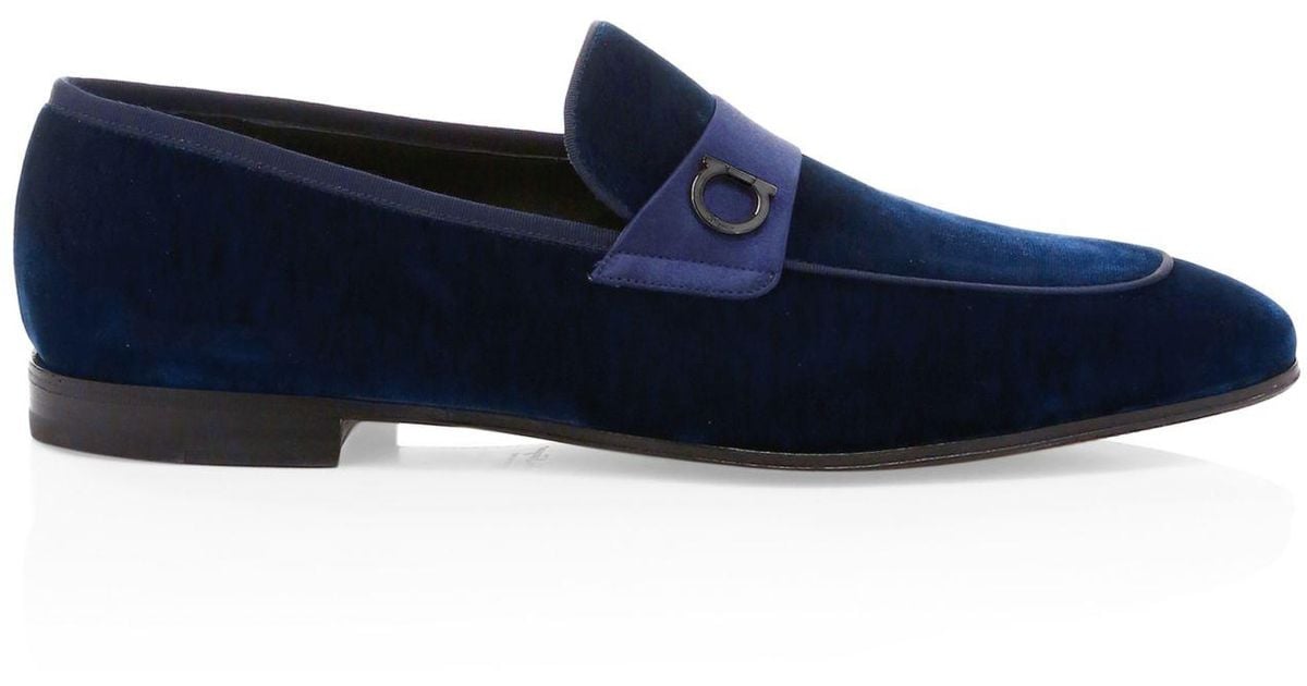 Ferragamo Andrea Velvet Loafers in Navy (Blue) for Men Lyst